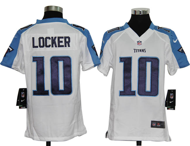 Tennessee Titans 10 Jake Locker White youths Team Nike Game Jersey